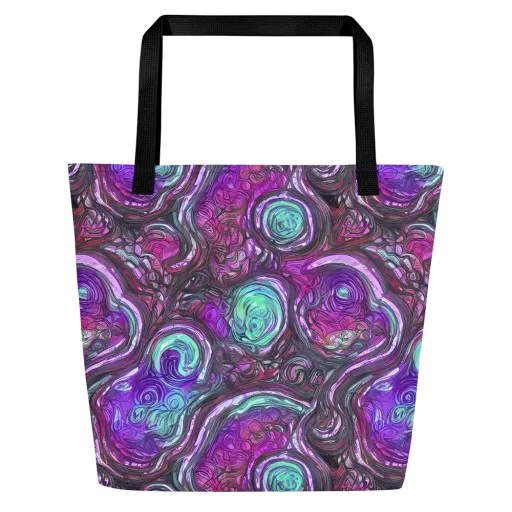 Neon Rosette on a Large Tote Bag W/ Pocket