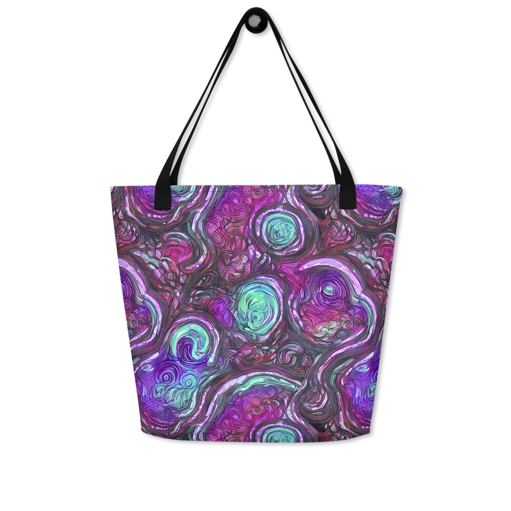 Neon Rosette on Large Tote Bag W/ Pocket — Front