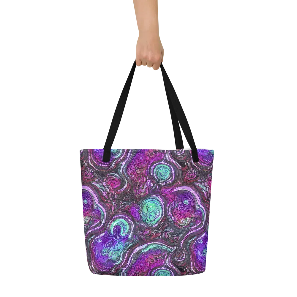 Neon Rosette on Large Tote Bag W/ Pocket — Front