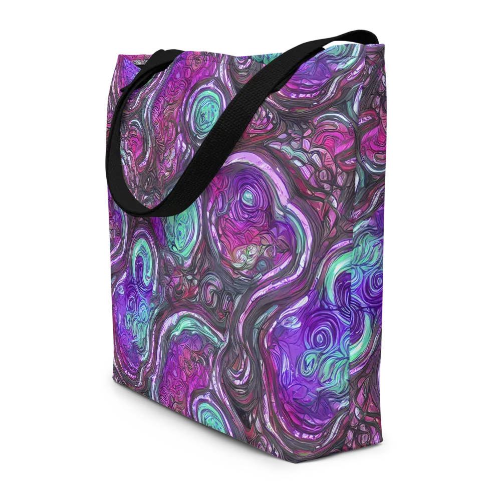 Neon Rosette on Large Tote Bag W/ Pocket — Front