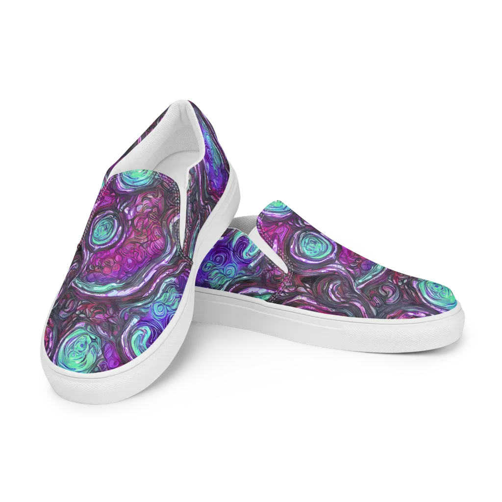 Neon Rosette on Women's Slip-On Canvas Shoes — Left Front