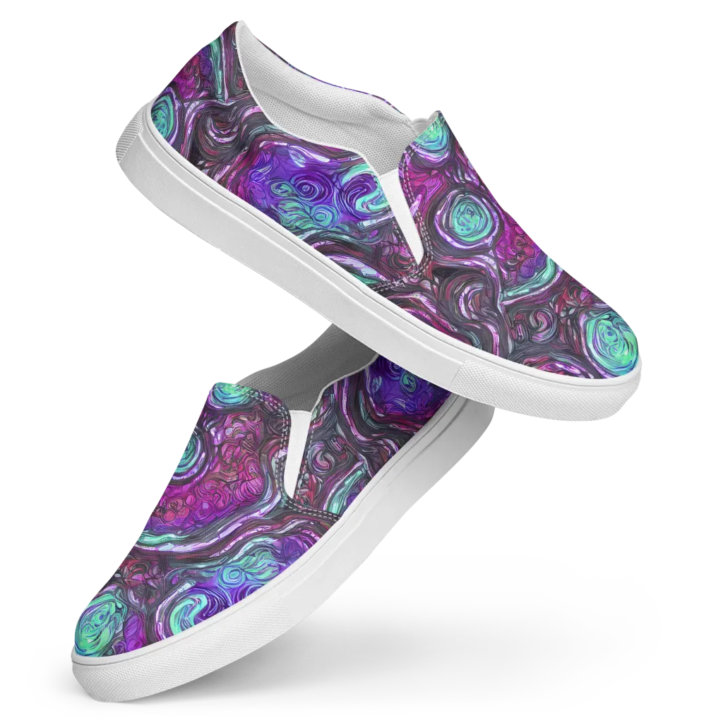 Neon Rosette on Women's Slip-On Canvas Shoes — Front