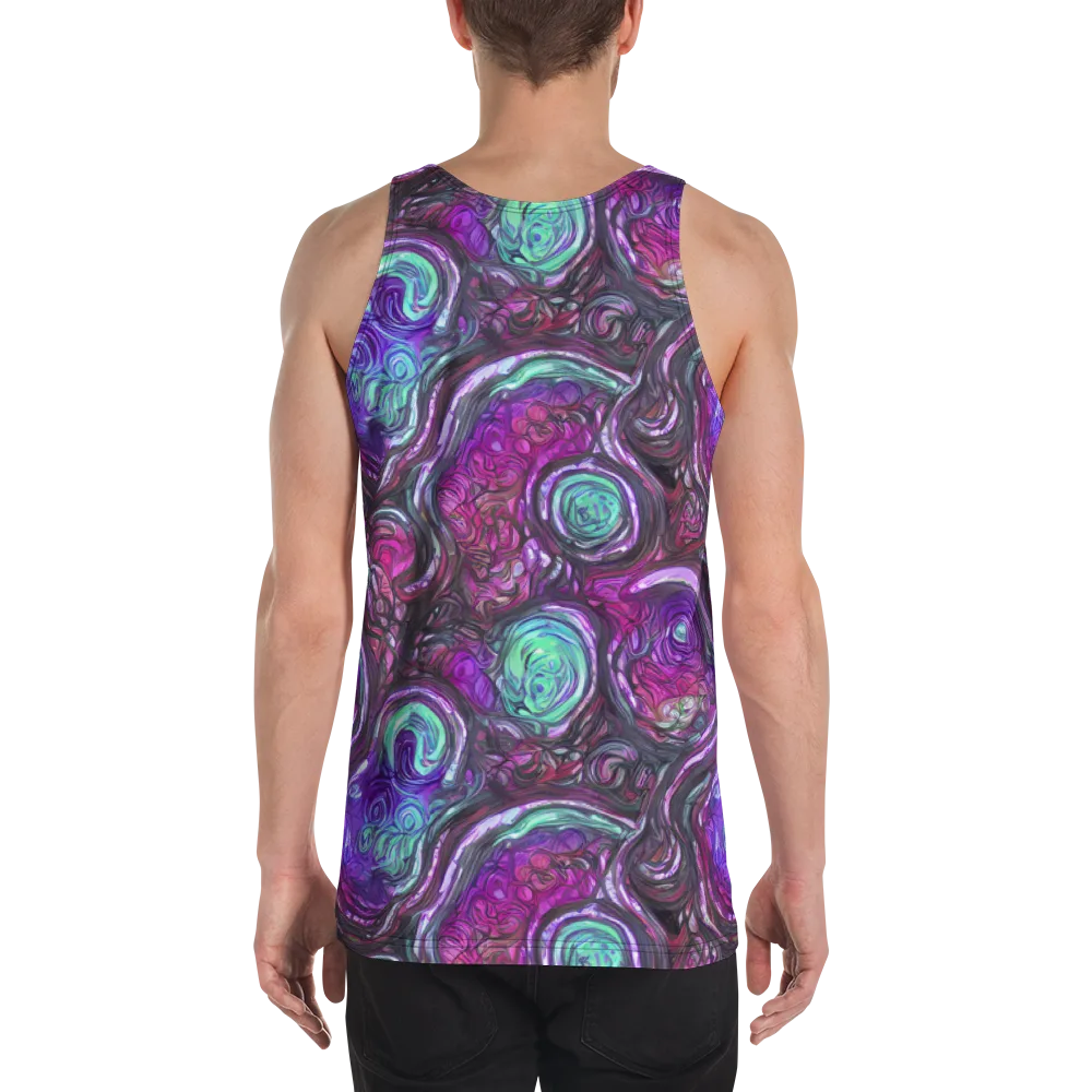 Neon Rosette on Men's Tank Top — Back