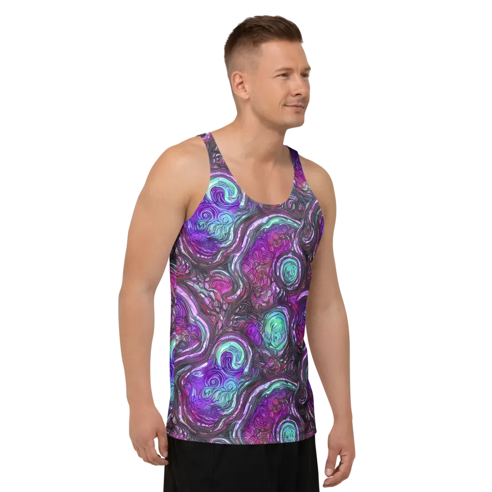 Neon Rosette on Men's Tank Top — Right Front