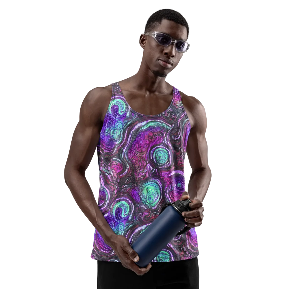 Neon Rosette on Men's Tank Top — Front