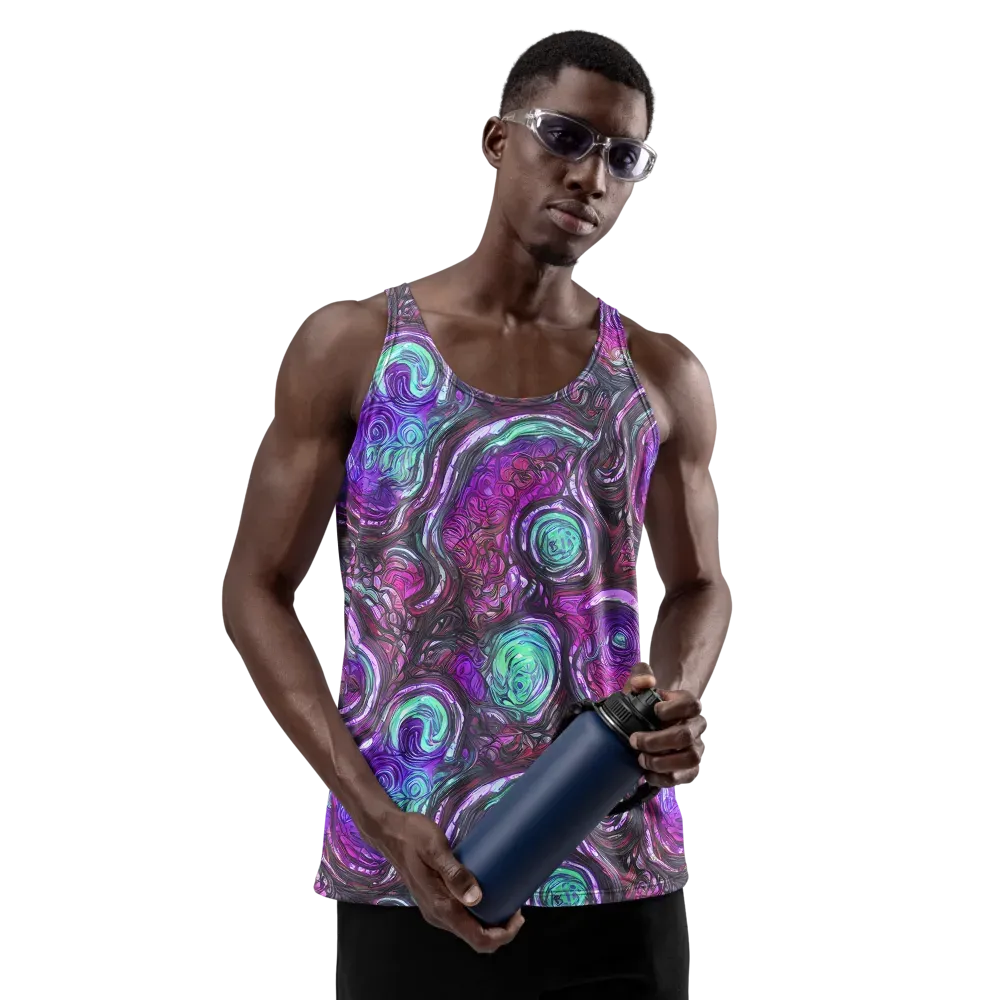Neon Rosette on Men's Tank Top — Front