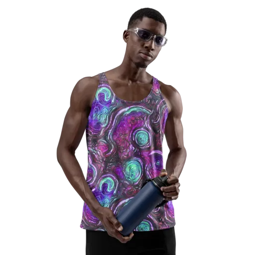 Neon Rosette on a Men's Tank Top