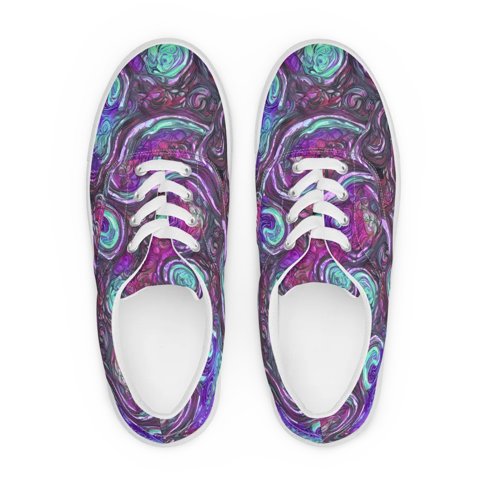 Neon Rosette on Men's Lace-Up Canvas Shoes — Front