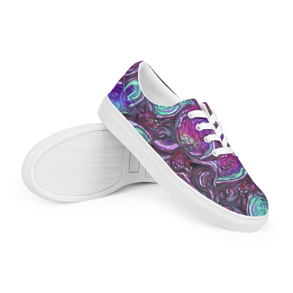Neon Rosette on Men's Lace-Up Canvas Shoes — Right Front