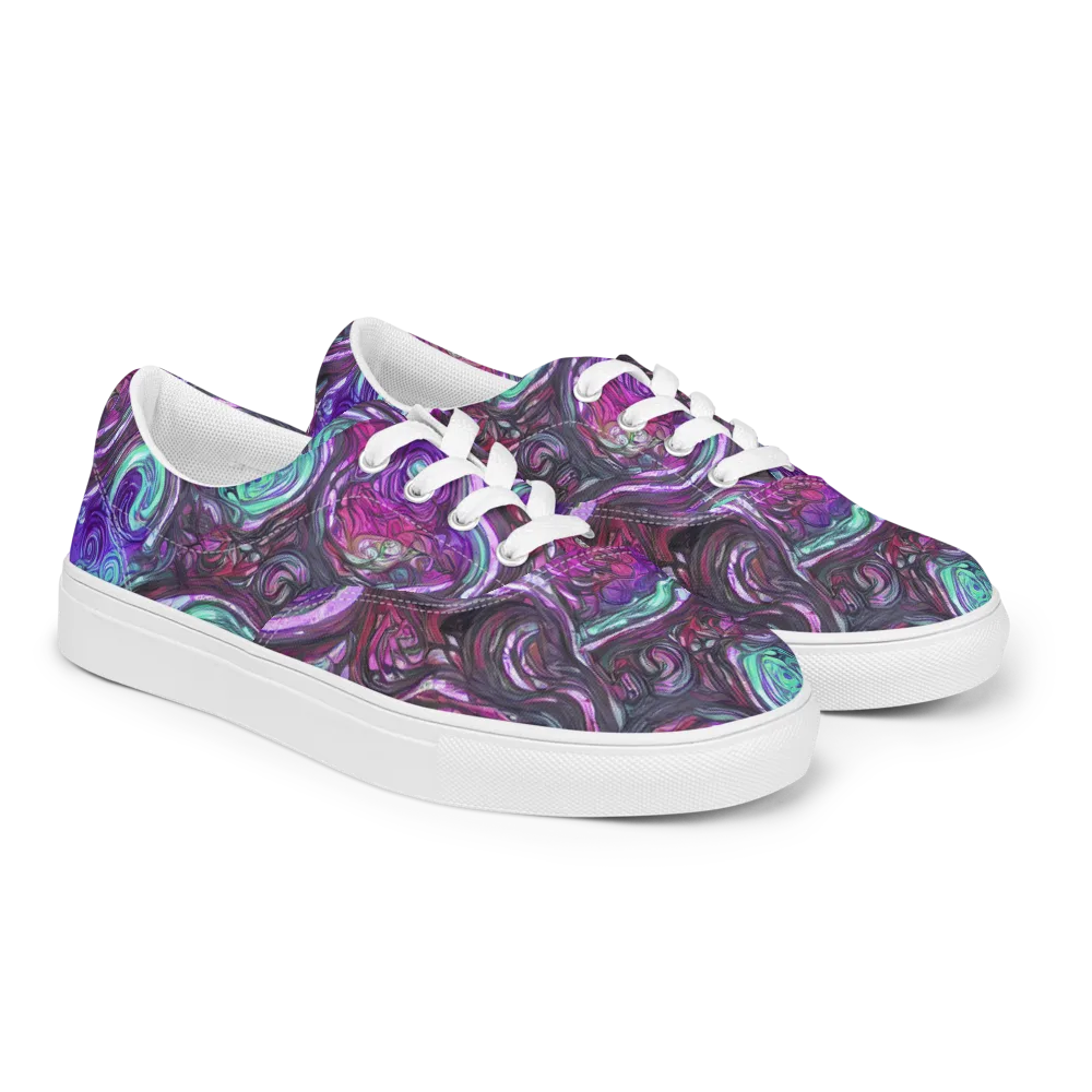 Neon Rosette on Men's Lace-Up Canvas Shoes — Right Front