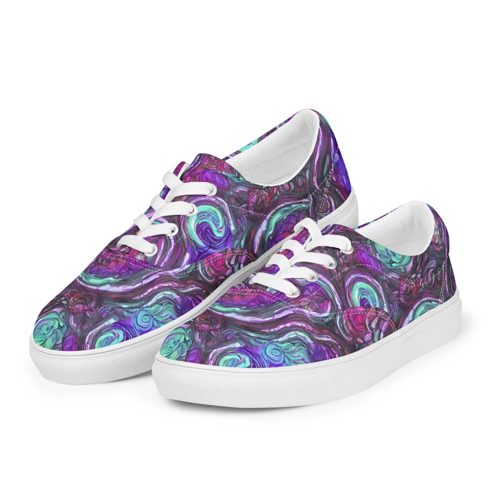 Neon Rosette on Men's Lace-Up Canvas Shoes — Left Front