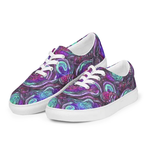 Neon Rosette on a Men's Lace-Up Canvas Shoes