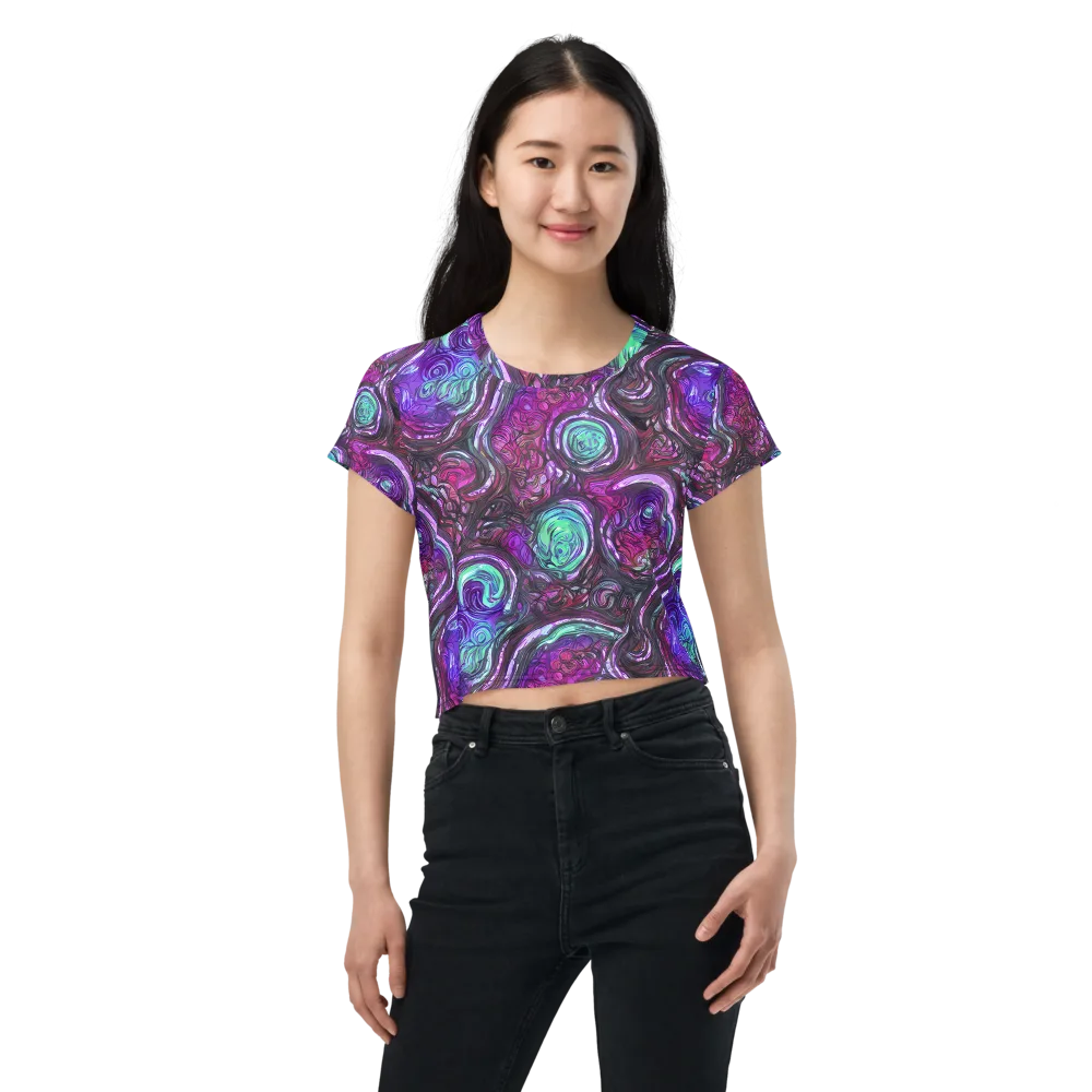 Neon Rosette on Crop Tee — Front