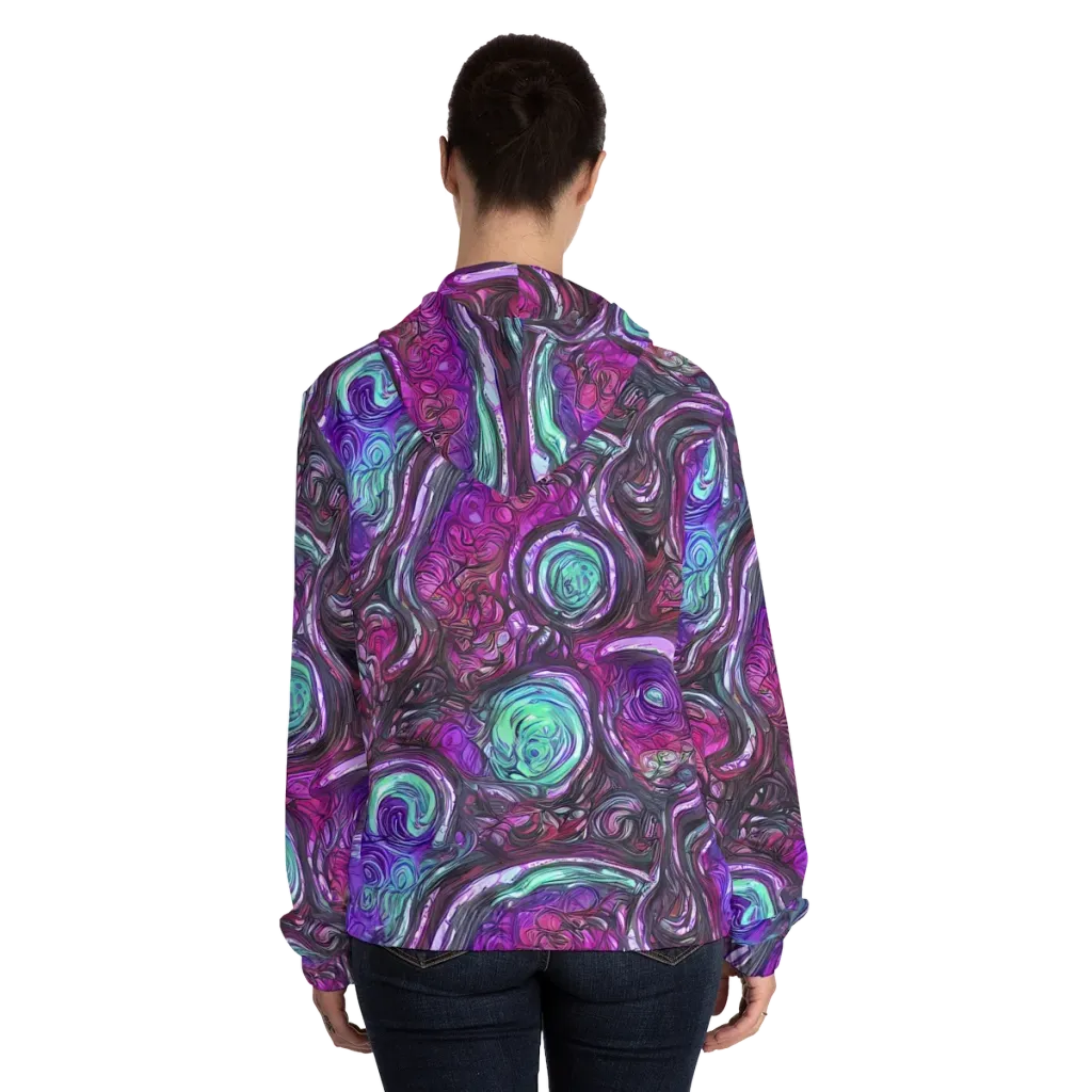 Neon Rosette on Women's Full-Zip Hoodie — Back On Person