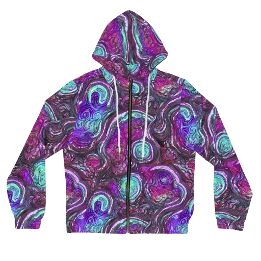 Neon Rosette on a Women's Full-Zip Hoodie