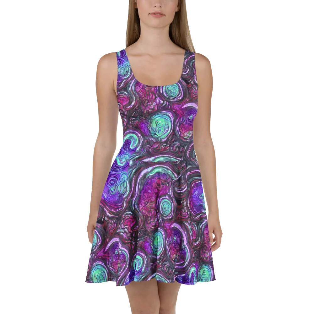 Neon Rosette on Skater Dress — Front