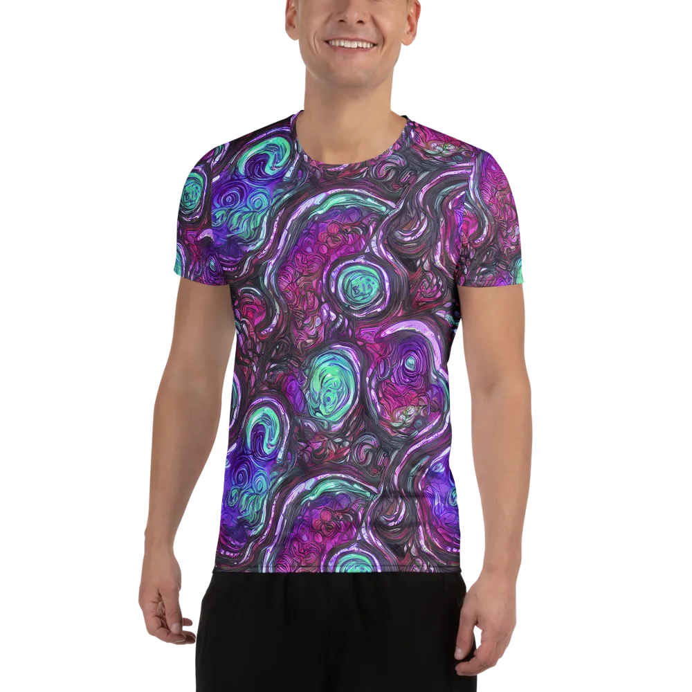 Neon Rosette on Men's Athletic T-Shirt — Front