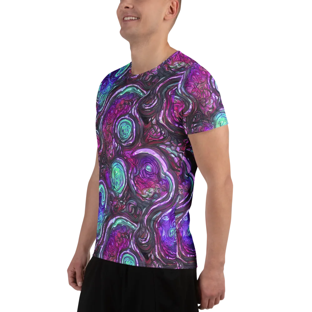 Neon Rosette on Men's Athletic T-Shirt — Left