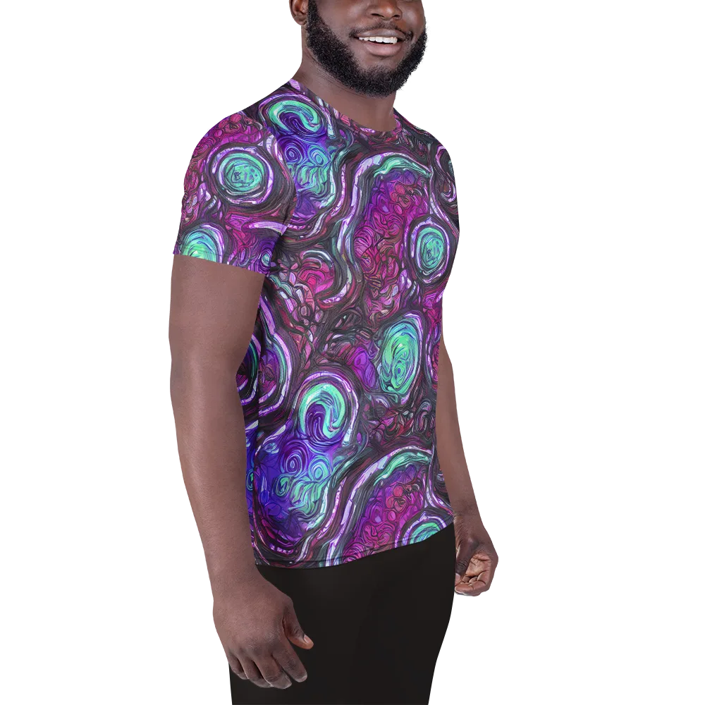 Neon Rosette on Men's Athletic T-Shirt — Right