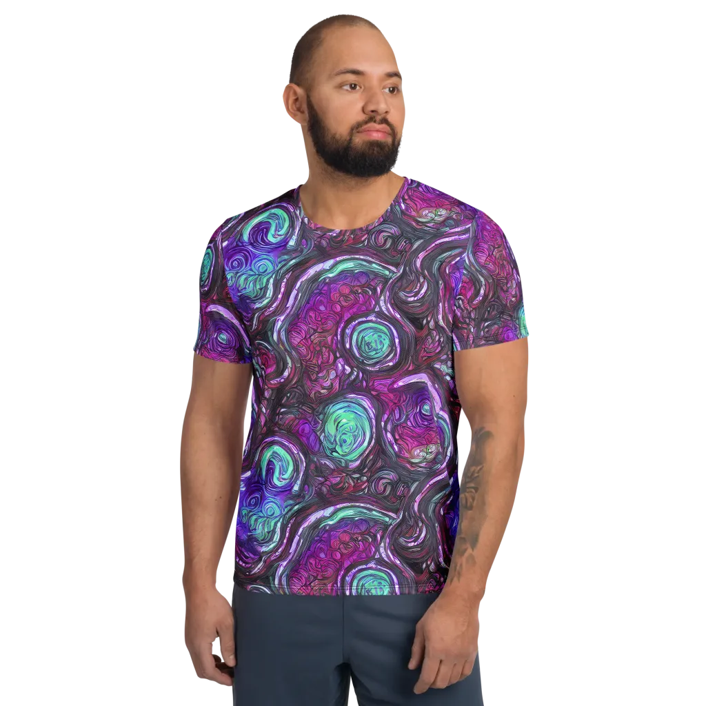 Neon Rosette on Men's Athletic T-Shirt — Front