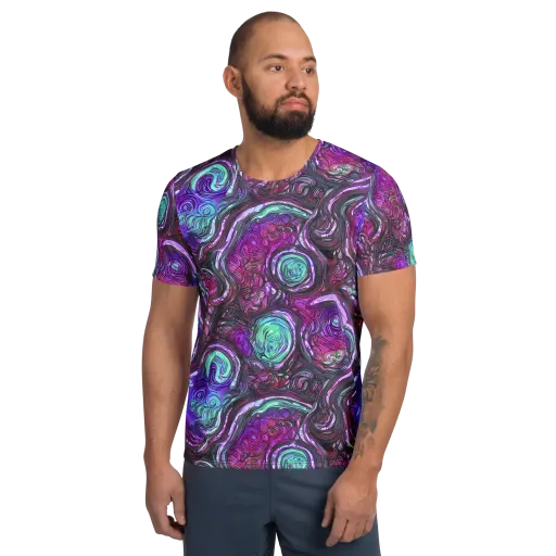 Neon Rosette on a Men's Athletic T-Shirt