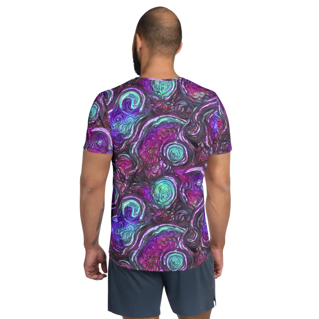 Neon Rosette on Men's Athletic T-Shirt — Back