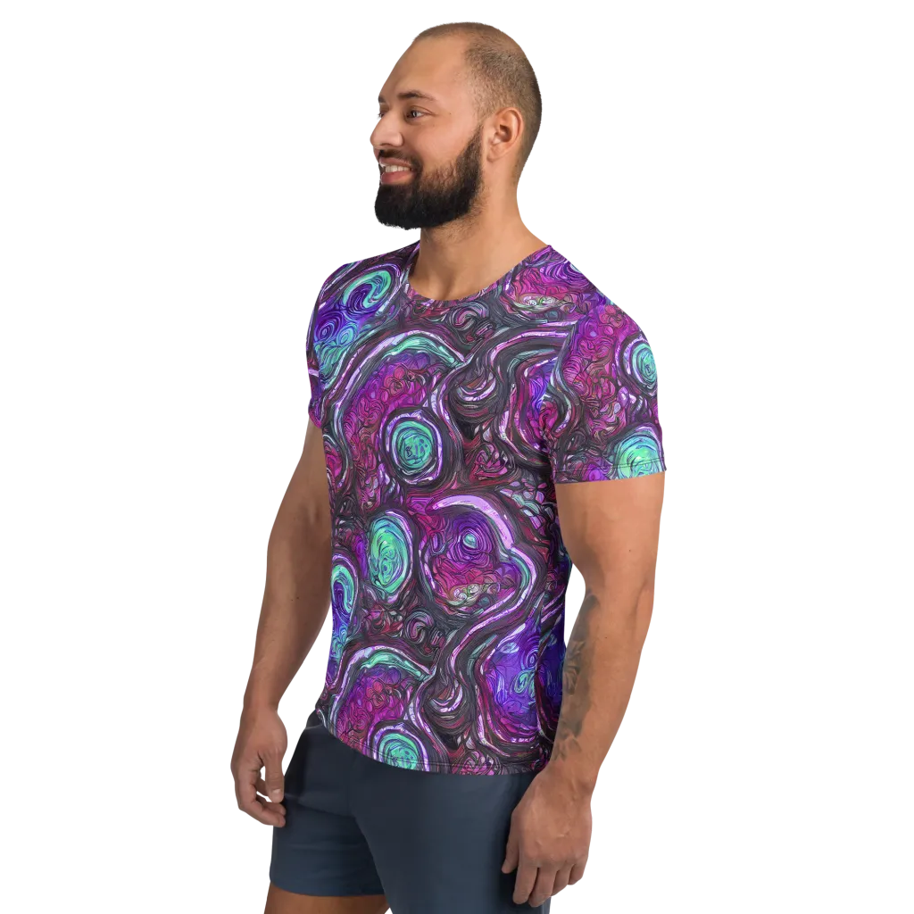 Neon Rosette on Men's Athletic T-Shirt — Left