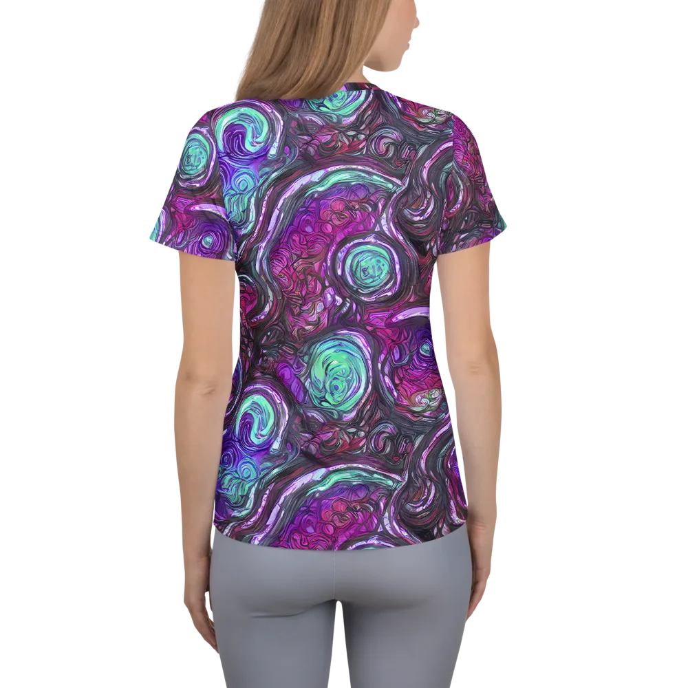 Neon Rosette on Women's Athletic T-Shirt — Back