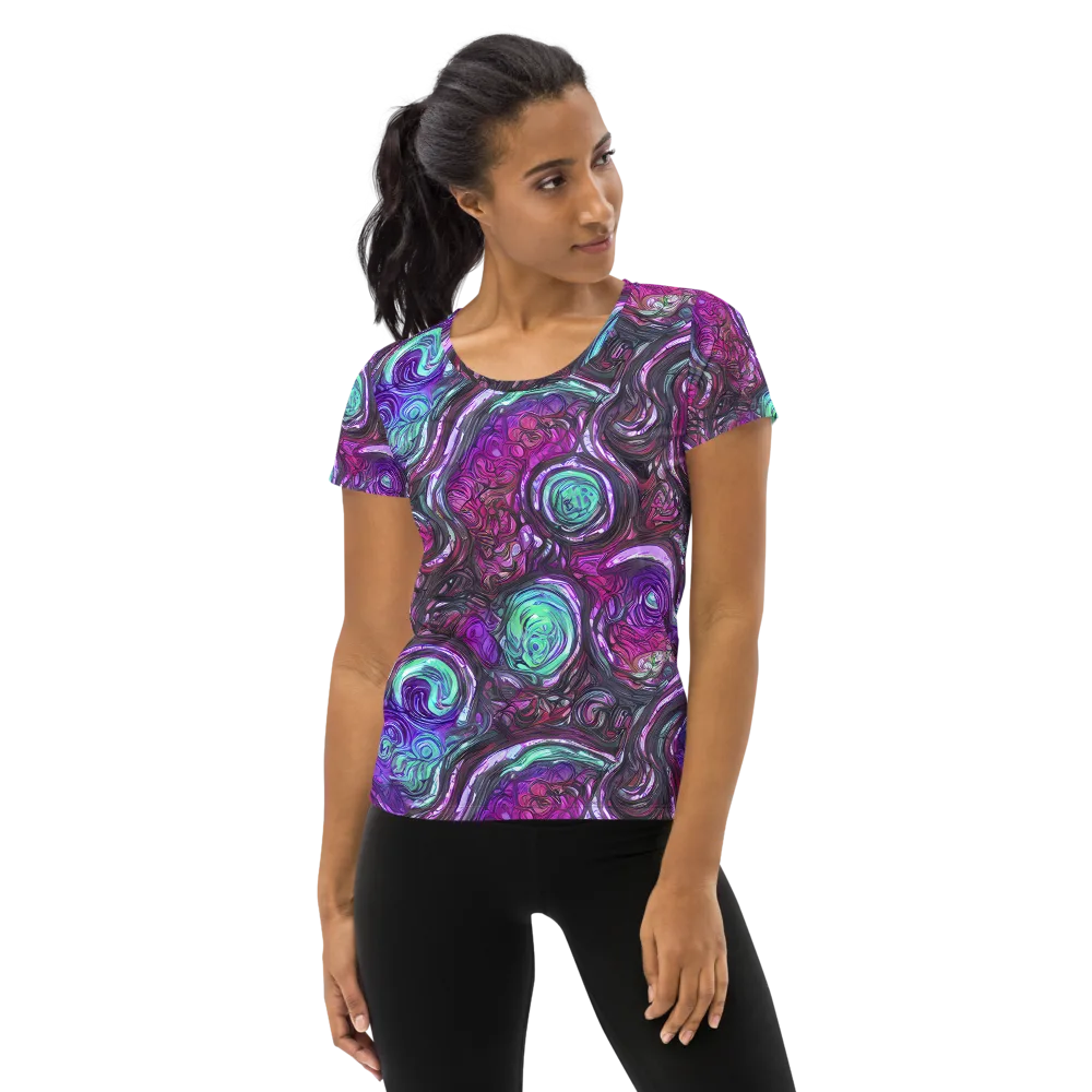 Neon Rosette on Women's Athletic T-Shirt — Front