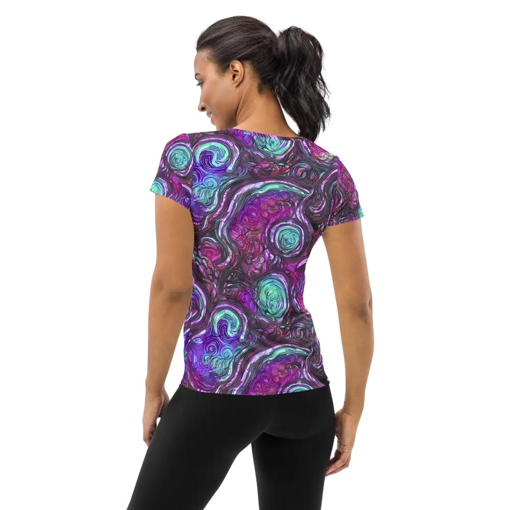 Neon Rosette on Women's Athletic T-Shirt — Back