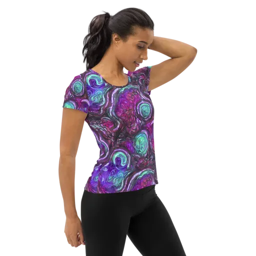 Neon Rosette on a Women's Athletic T-Shirt