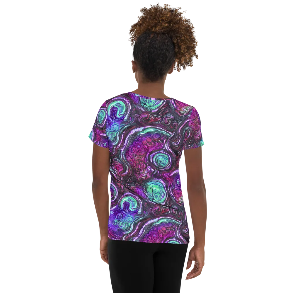 Neon Rosette on Women's Athletic T-Shirt — Back