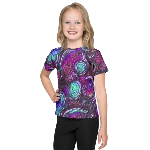 Neon Rosette on a Kids Crew Neck T-Shirt