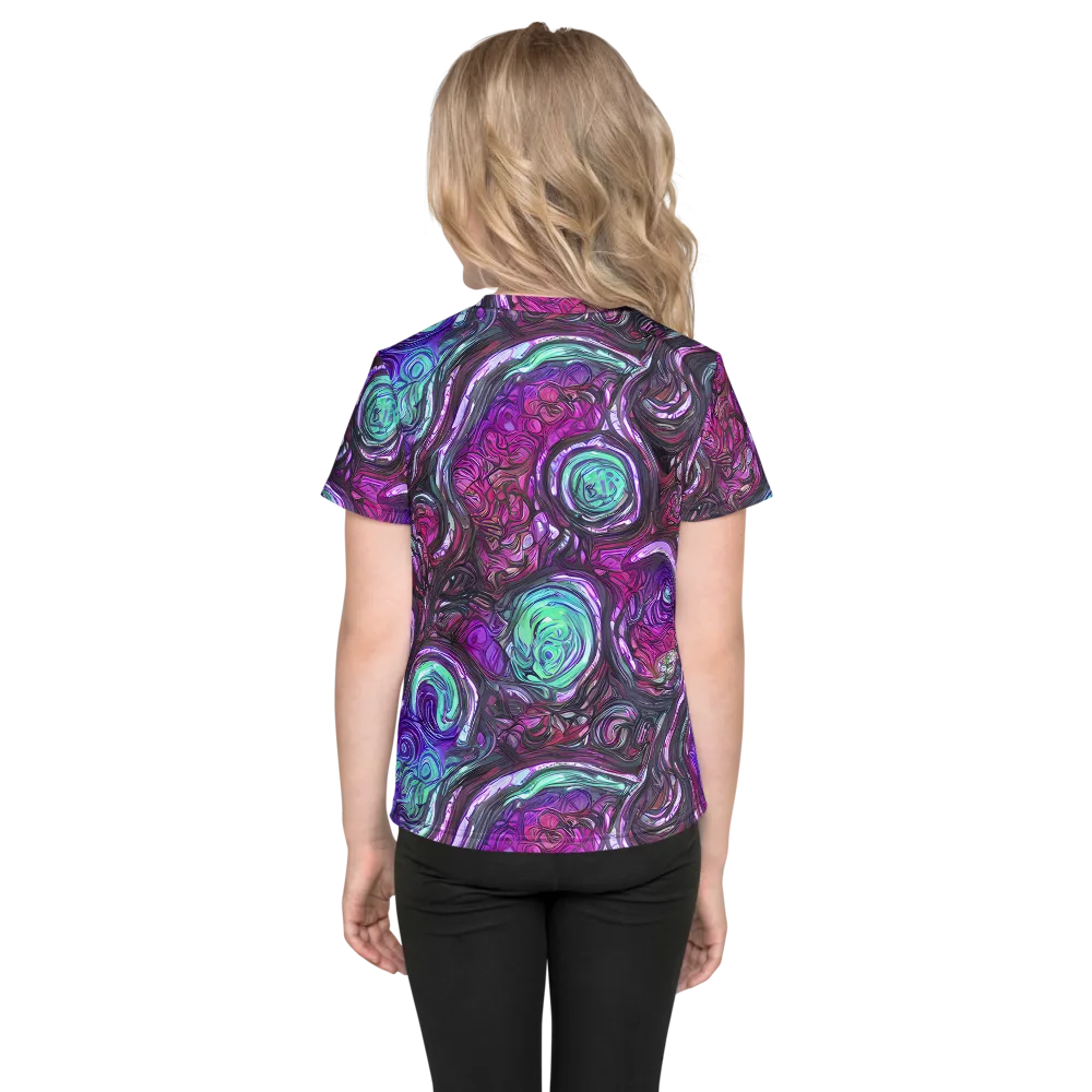 Neon Rosette on Kids Crew Neck T-Shirt — Back