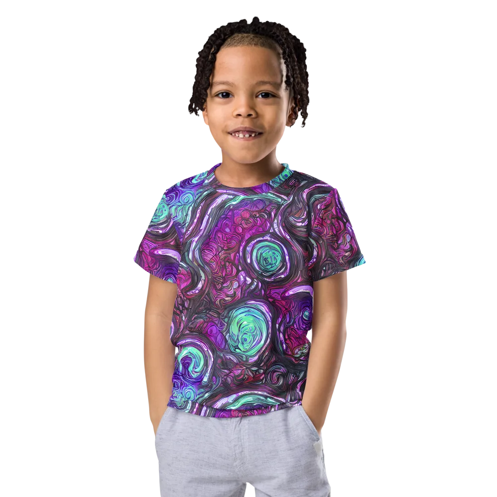 Neon Rosette on Kids Crew Neck T-Shirt — Front