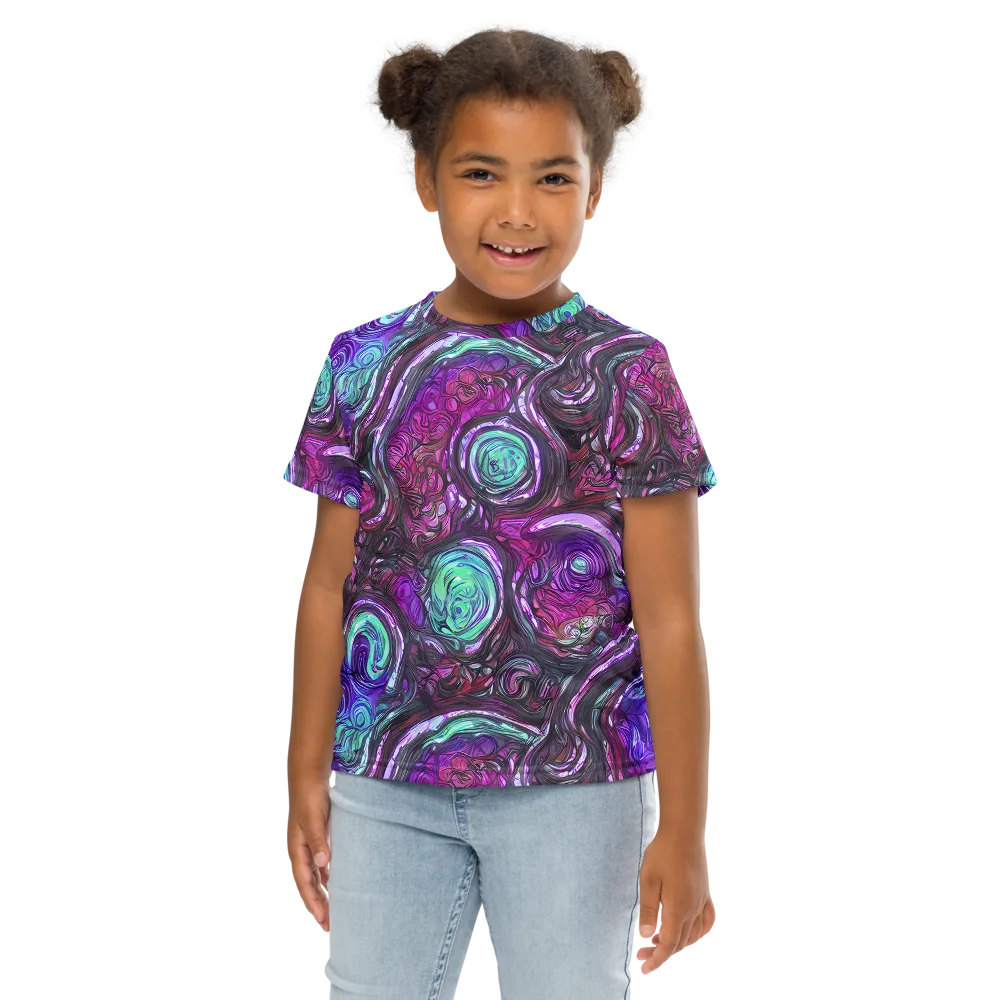 Neon Rosette on Kids Crew Neck T-Shirt — Front