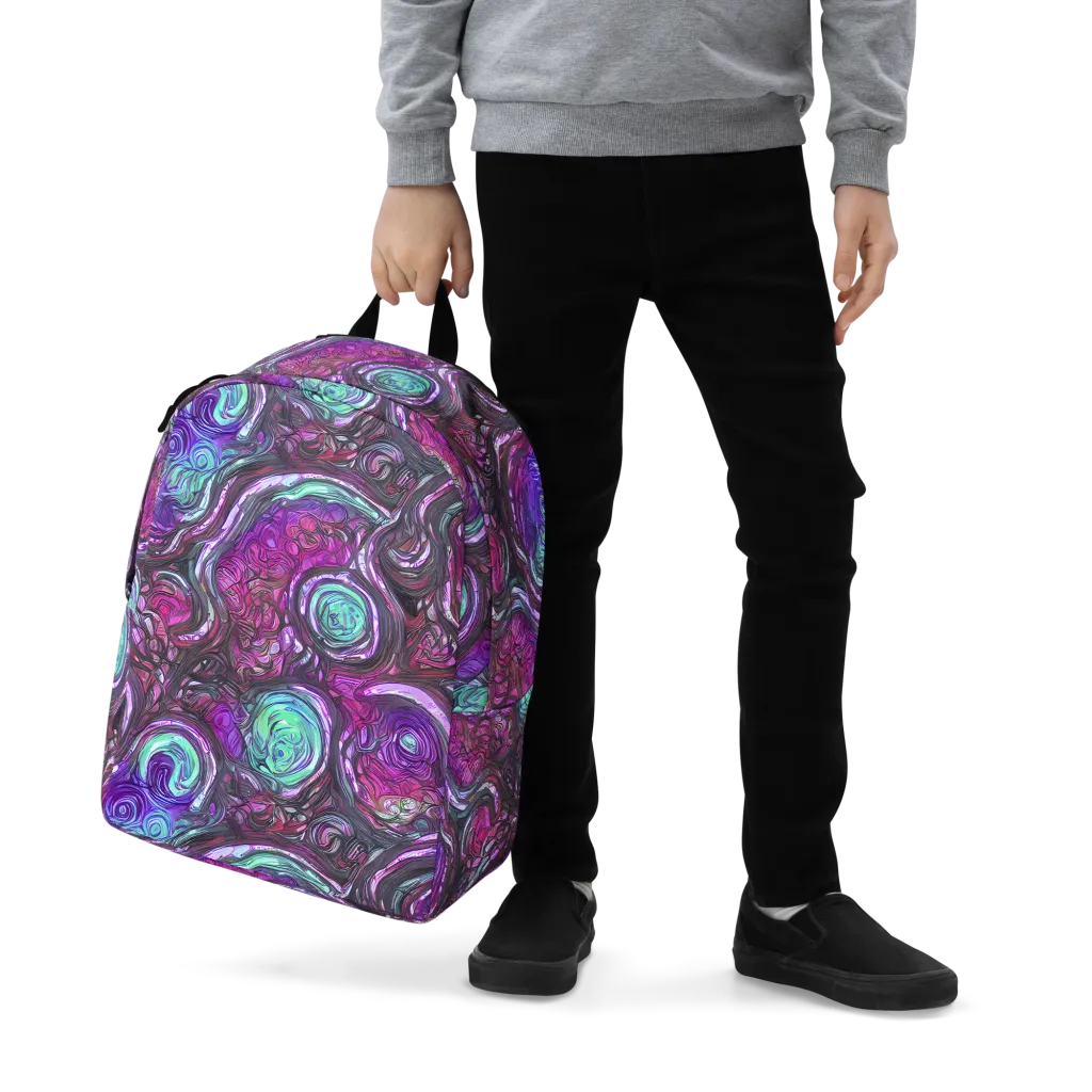 Neon Rosette on Minimalist Backpack — Zoomed-in