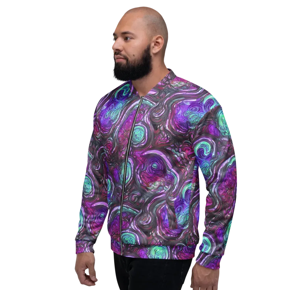 Neon Rosette on Bomber Jacket — Left