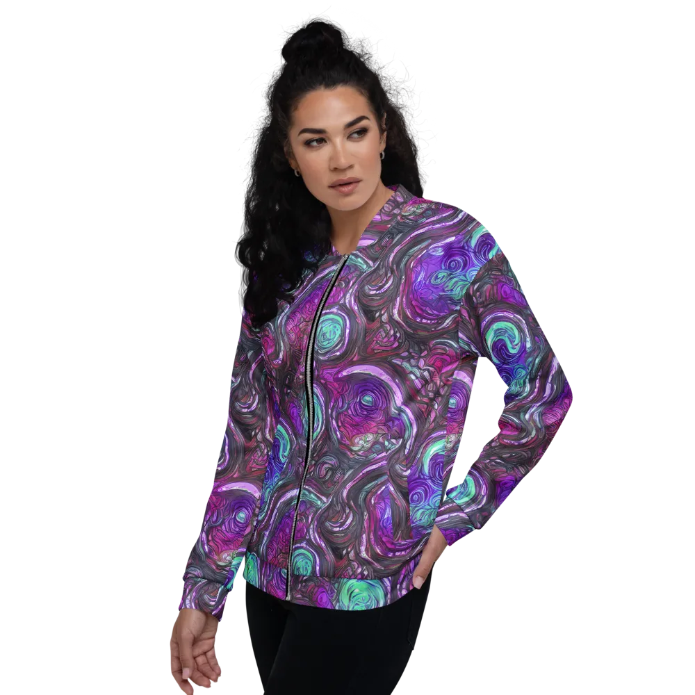 Neon Rosette on Bomber Jacket — Left