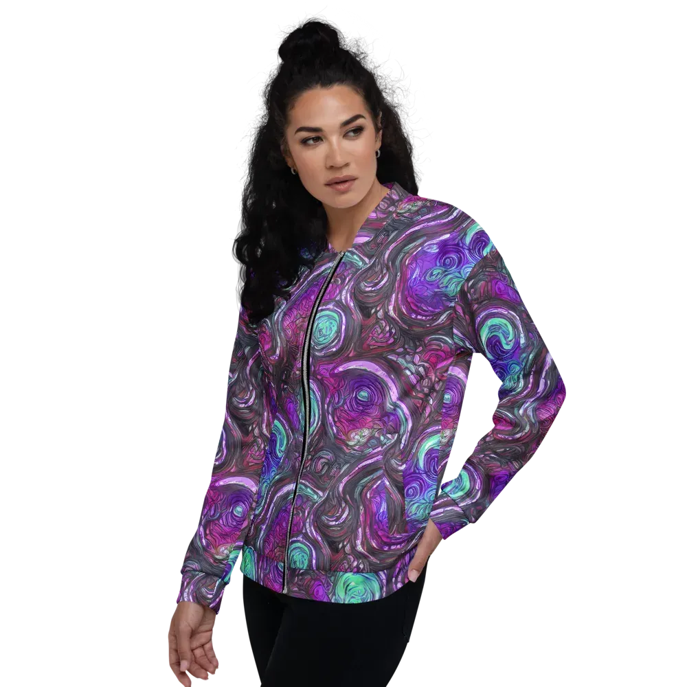 Neon Rosette on Bomber Jacket — Left