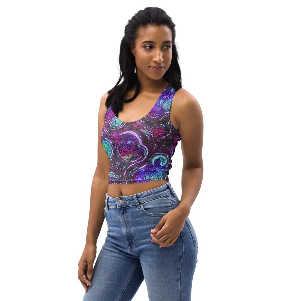 Neon Rosette on Crop Top — Left Front