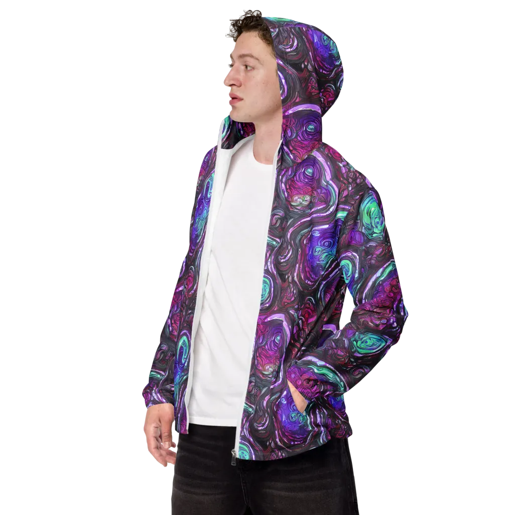 Neon Rosette on Men's Windbreaker — Left Front