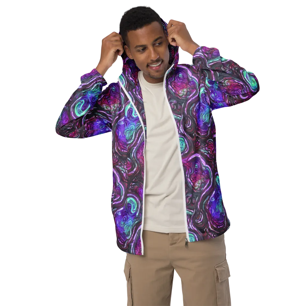 Neon Rosette on Men's Windbreaker — Front