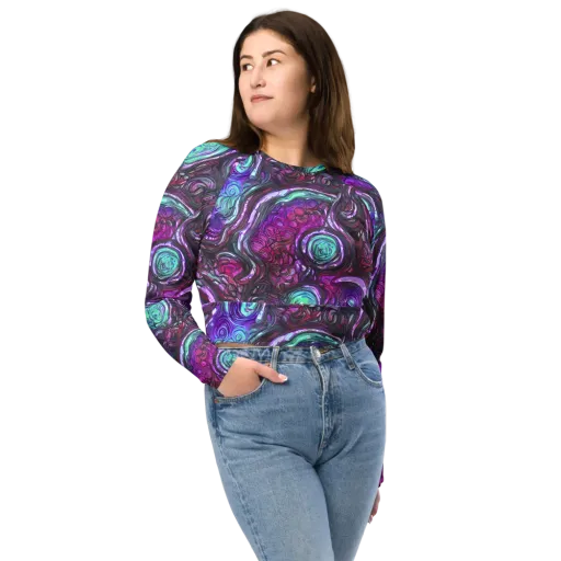 Neon Rosette on a Long Sleeve Crop Top
