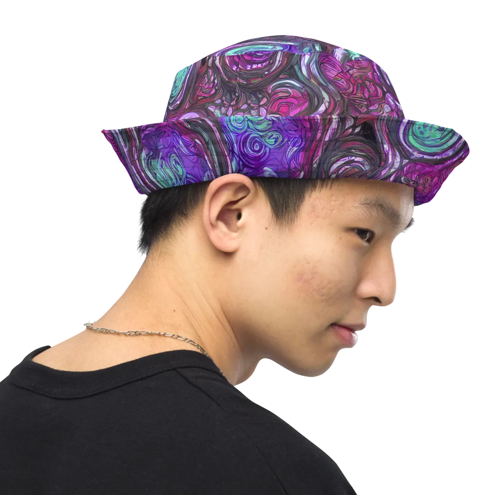Neon Rosette on Reversible Bucket Hat — Right Outside