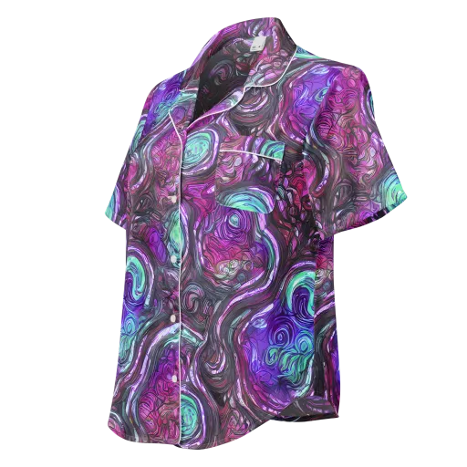 Neon Rosette on a Women's Short Sleeve Pajama Top