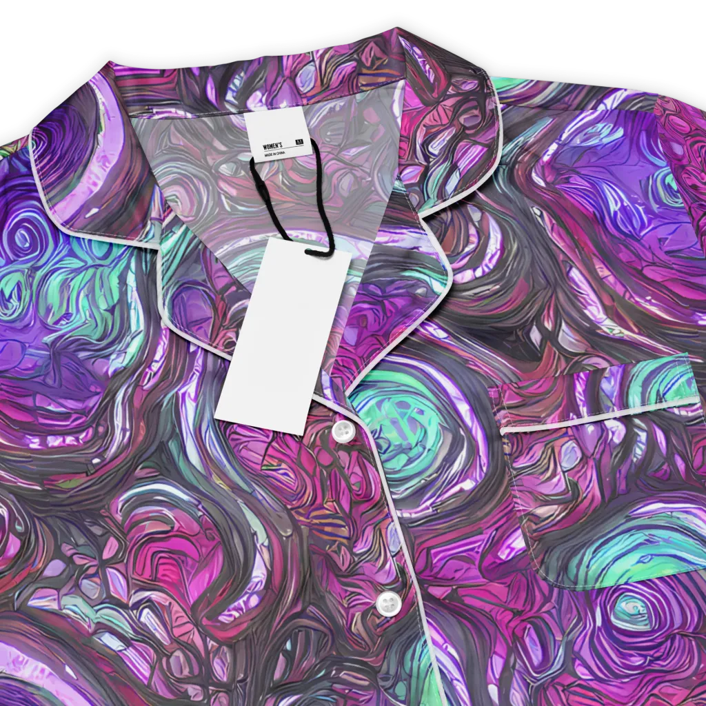 Neon Rosette on Women's Short Sleeve Pajama Top — Product details