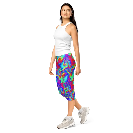 Tangerine Labyrinth on a Capri Leggings