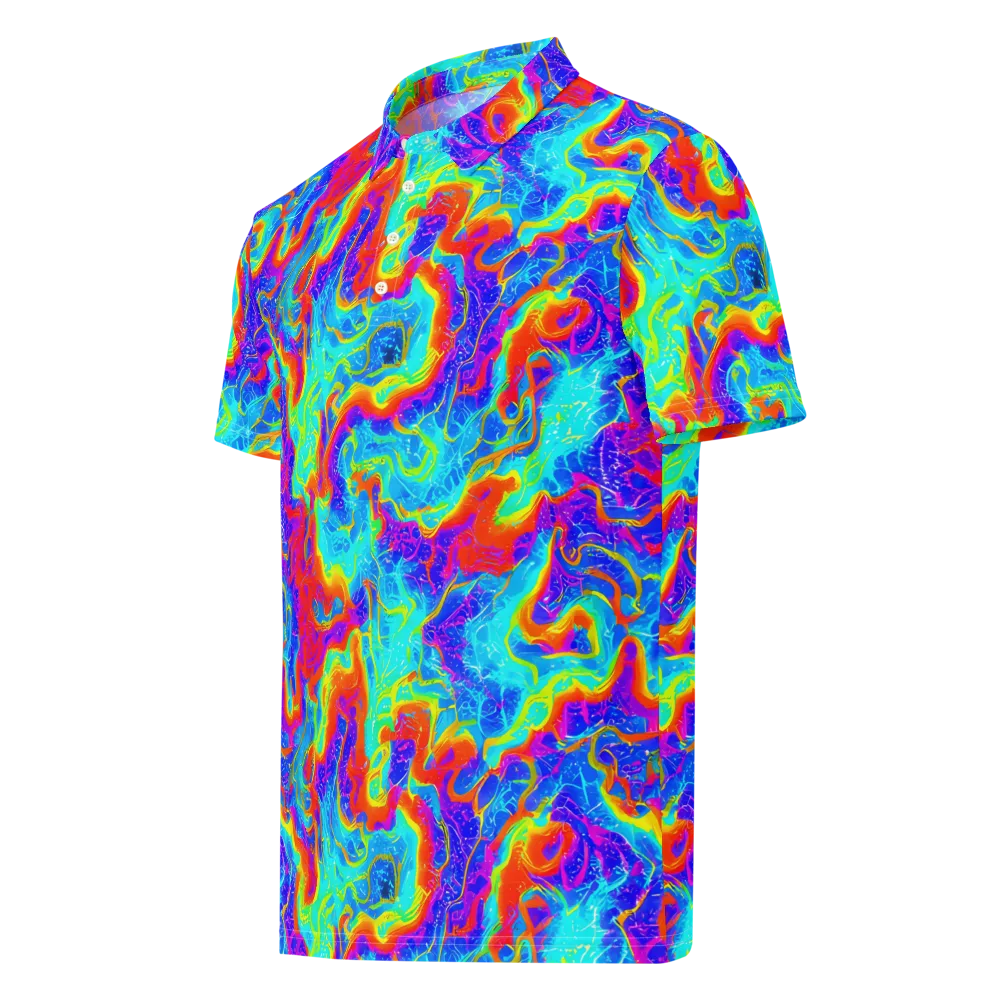 Tangerine Labyrinth on Men's Slim Fit Polo Shirt — Left Front