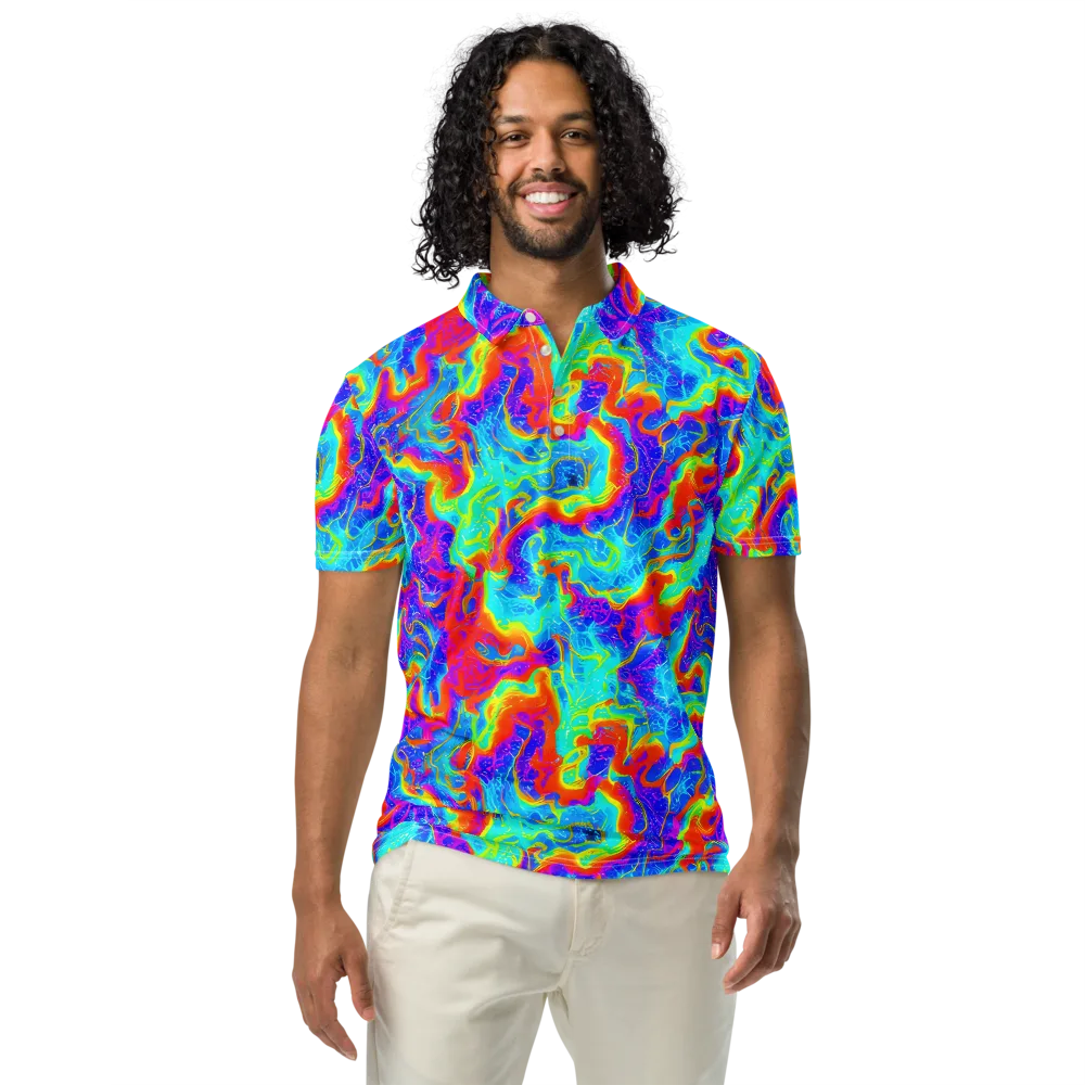 Tangerine Labyrinth on Men's Slim Fit Polo Shirt — Front